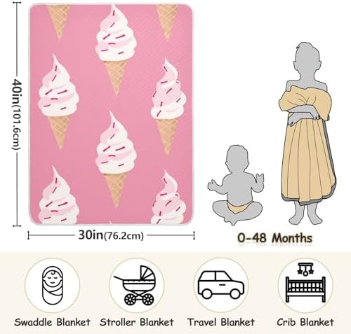 Sanluoli Baby Girl Blanket 30x40in Yummy Ice Cream Peach