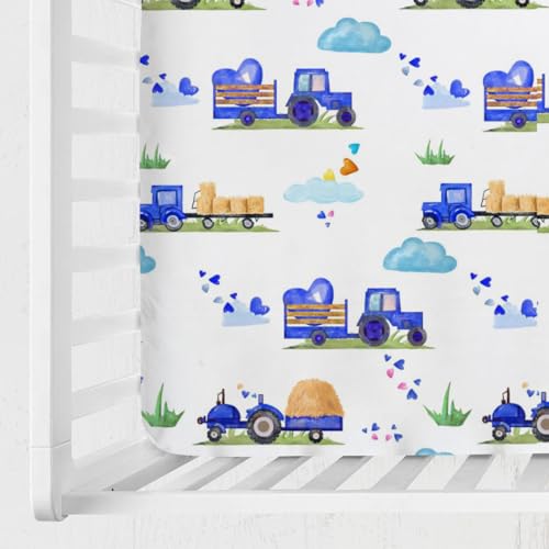 Blue Valentine Crib Mattress Sheet 52x28 Soft Fitted Cover for Baby Nursery
