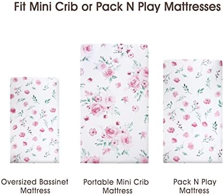 Davids Kids 2 Pack Cotton Mini Crib Sheets Floral Pattern