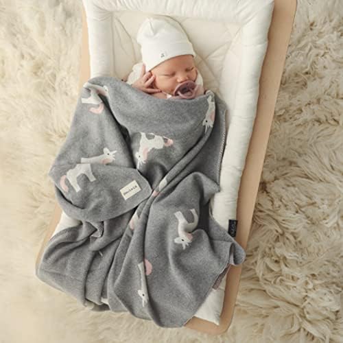 Bleu La La Cotton Swaddle Blanket - Unicorn Grey