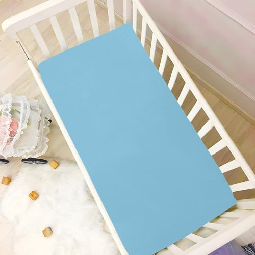 KEIGE Sky Blue 02 Fitted Crib Sheet for Baby Bed