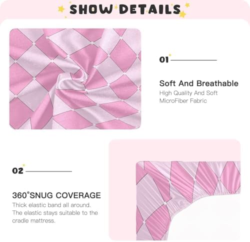 Cute Pink Princess Checkered Crib Sheets for Baby