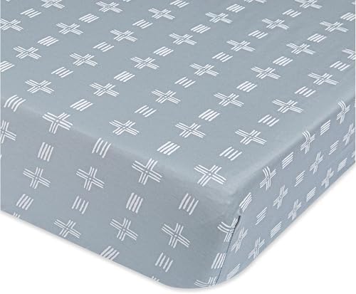 Crane Baby Cotton Crib Sheet with River Dash Print