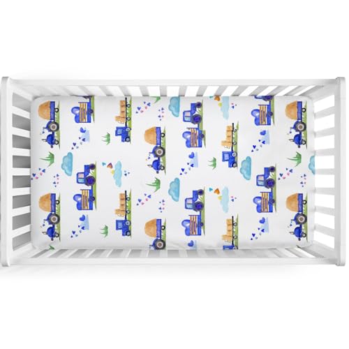 Blue Valentine Crib Mattress Sheet 52x28 Soft Fitted Cover for Baby Nursery