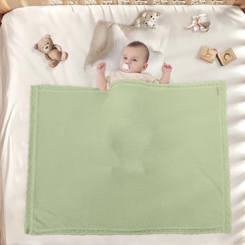Pinuotu Knitted Baby Blanket 100 Cotton Swaddle for Boys Girls