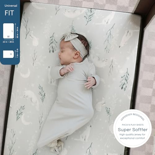 GRSSDER 3-Pack Stretchy Ultra Soft Crib Sheets with Bear and Wolf Print