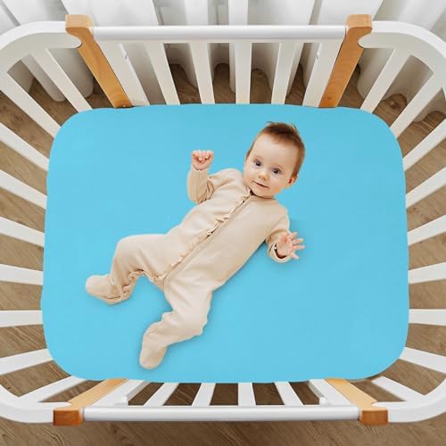 KEIGE Sky Blue Crib Sheet for Baby Bedding