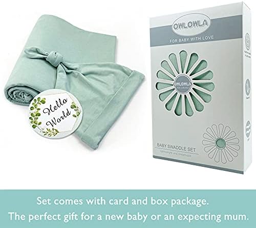 OWLOWLA Swaddle Blanket Set with Hat and Card