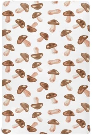 KEIGE Mushroom Crib Sheet for Girls and Boys Soft Microfiber Baby Bedding