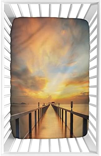 XISUNYA Decorative Crib Sheet 28x52 Seascape Print