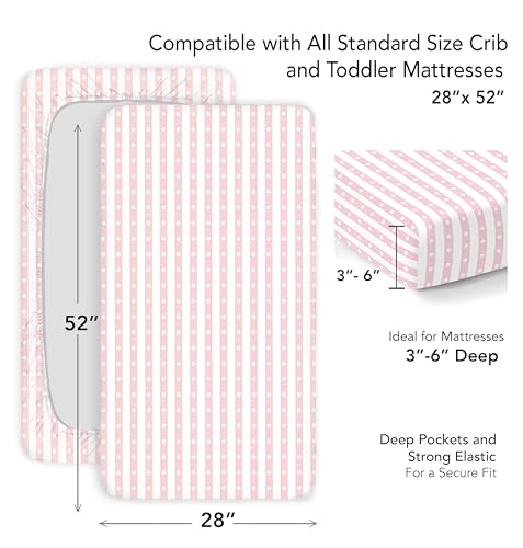 Cambria Baby Organic Cotton Fitted Sheets with Pink Stripes 1
