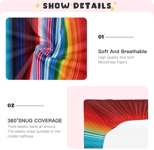 Jihqo Mexican Blanket Stripes Crib Sheets 39x27