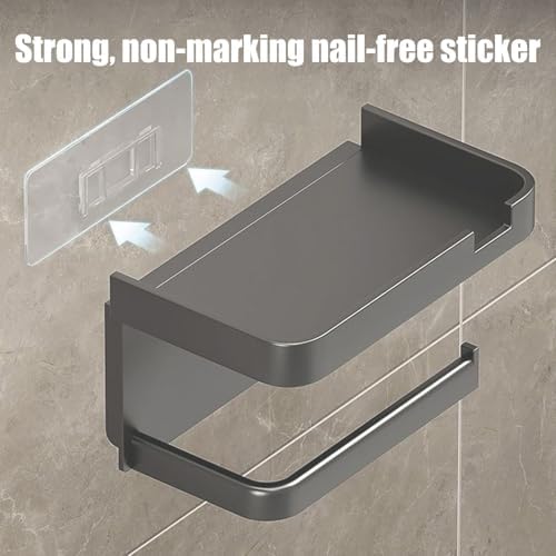 Wall Mount Toilet Paper Holder with Shelf and Storage