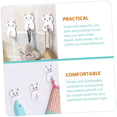 BUGUUYO 9pcs Cat Wall Hooks Bathroom Towel Organizer
