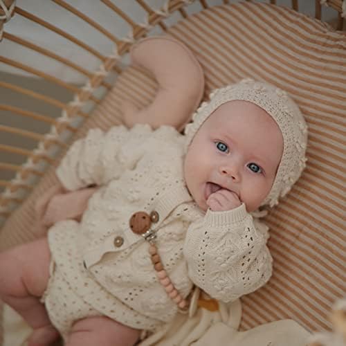 Mushie Extra Soft Muslin Mini Crib Sheet Natural Stripe