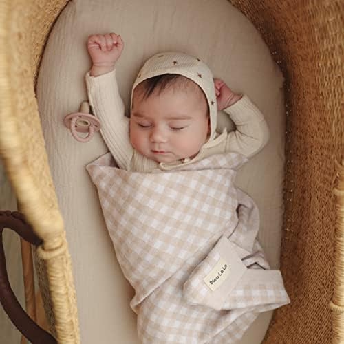 Bleu La La Plaid Baby Blanket - Mocha 100 Soft Cotton