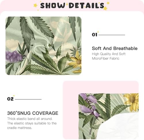 Retro Plant Pattern Crib Sheets for Girls and Boys