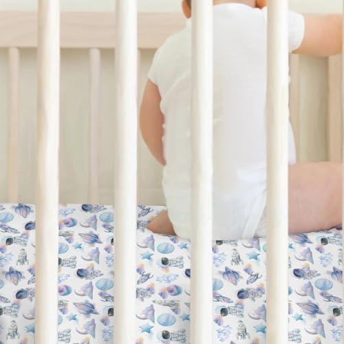 Watercolor Outer Space Crib Sheets 52x28 Inches