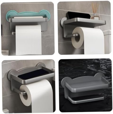 TEHAUX Wall Mount Toilet Paper Holder Double Design No Drill Installation