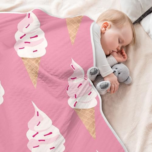 Sanluoli Baby Girl Blanket 30x40in Yummy Ice Cream Peach