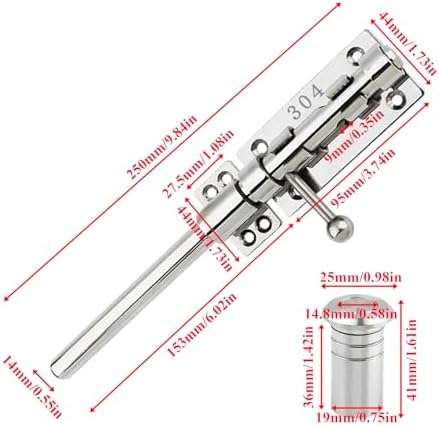 304 Stainless Steel Gate Latch Heavy Duty Security Bolt