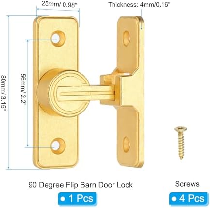 PATIKIL 90 Degree Barn Door Lock - Gold