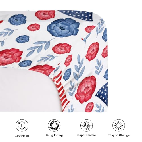 KASTLEE American Flag Crib Sheets 52x28 Patriotic Baby Bedding