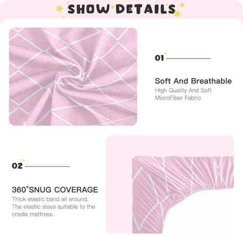 Checkered Pink White Crib Sheets for Baby Toddler