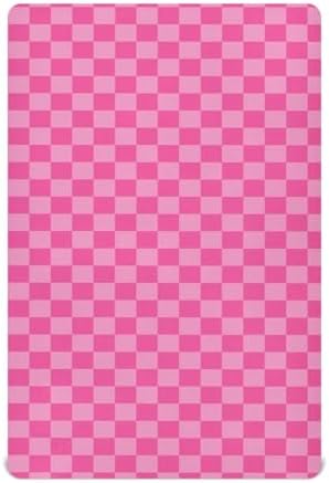 Emelivor Pink Checkered Crib Sheets for Boys Girls