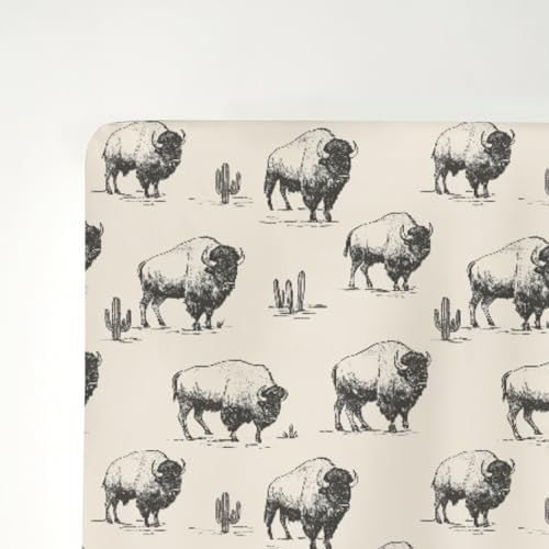 ZoUbqchY Vintage Buffalo Cactus Crib Sheets