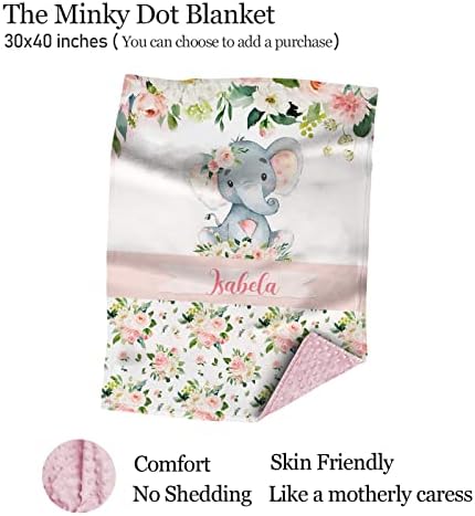 Personalized Baby Crib Sheets with Name Floral Elephant Design