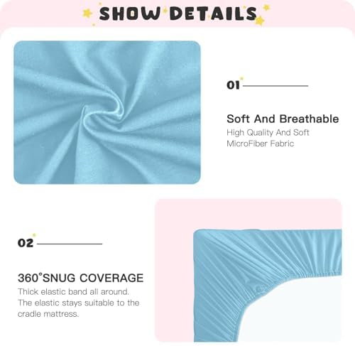 KEIGE Sky Blue 02 Fitted Crib Sheet for Baby Bed