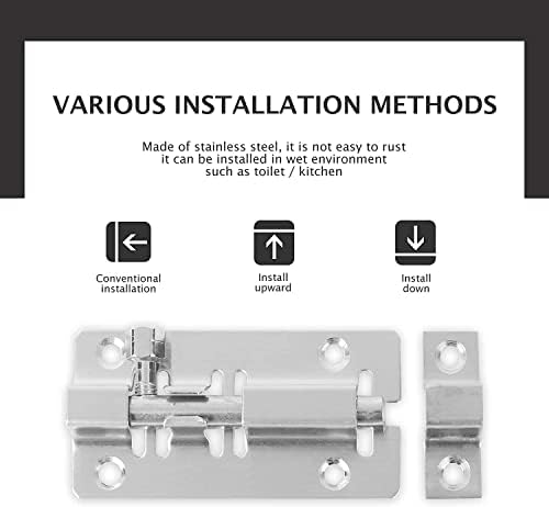 VOIV 2PC Door Slide Latch Lock with Brushed Nickel Finish 1