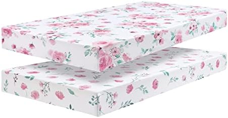 Davids Kids 2 Pack Cotton Mini Crib Sheets Floral Pattern