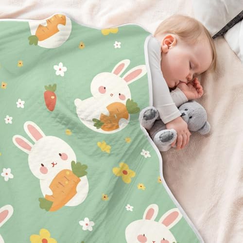 Baby Breathable Blanket with Cute Rabbit Design 30x40in