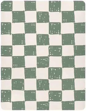 Light Green Checkerboard Doodle Fitted Crib Sheets for Baby
