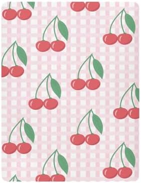KICPOAY Red Cherry Checkered Crib Sheets Stretchy Playard Sheets for Baby Toddler