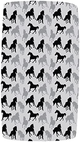 Dear Baby Gear Crib Sheet with Gray Horses Pattern