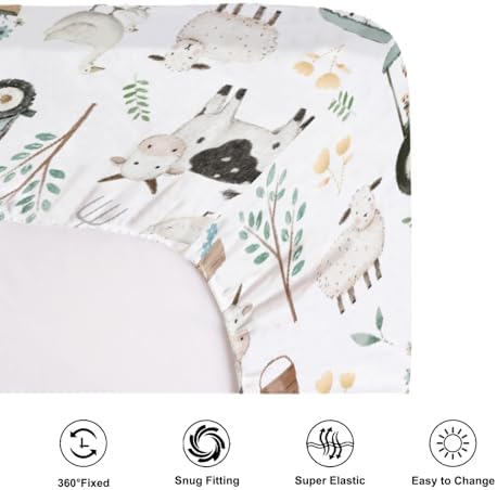 KASTLEE Boho Farm Animals Life Fitted Crib Sheet