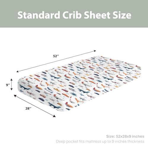 Colorful Planes Cars Baby Crib Sheet Retro 52x28