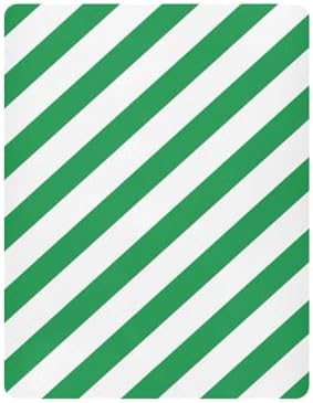 KICPOAY Green White Diagonal Crib Sheets Stretchy Playard Sheets 52x28in for Baby