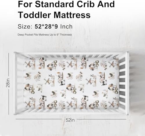 KASTLEE Boho Farm Animals Crib Sheets 52x28