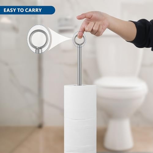 Eolax Toilet Paper Holder Stand 4-Roll Capacity All Metal Gray