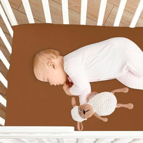 KEIGE Brown 02 Fitted Crib Sheet for Baby
