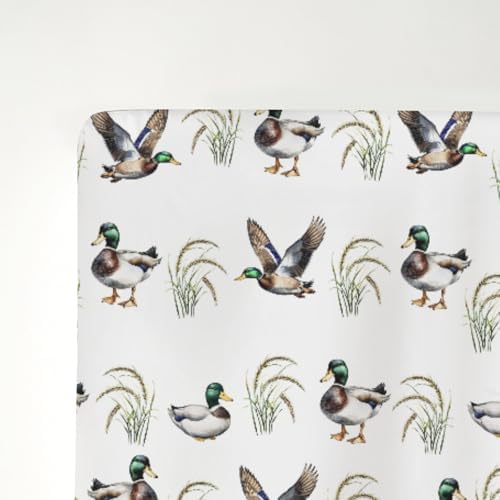 Watercolor Mallard Duck Crib Sheets 52x28Inch
