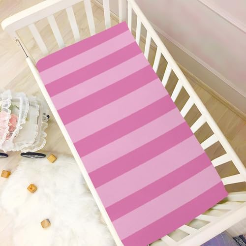 Dark Light Pink Stripes Fitted Crib Sheets for Baby Toddler