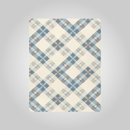Wassud Pastel Blue Plaid Crib Sheets Set for Boys and Girls