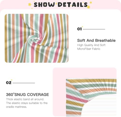 KICPOAY Multicoloured Crib Sheets for Baby Toddler