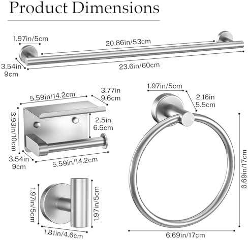 DUMDER 5-Piece Towel Bar Set Brushed Nickel