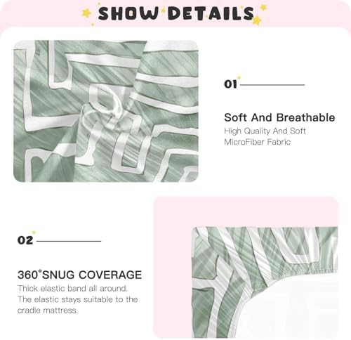 ALAZA Labyrinth Boho Green Crib Sheets for Girls and Boys